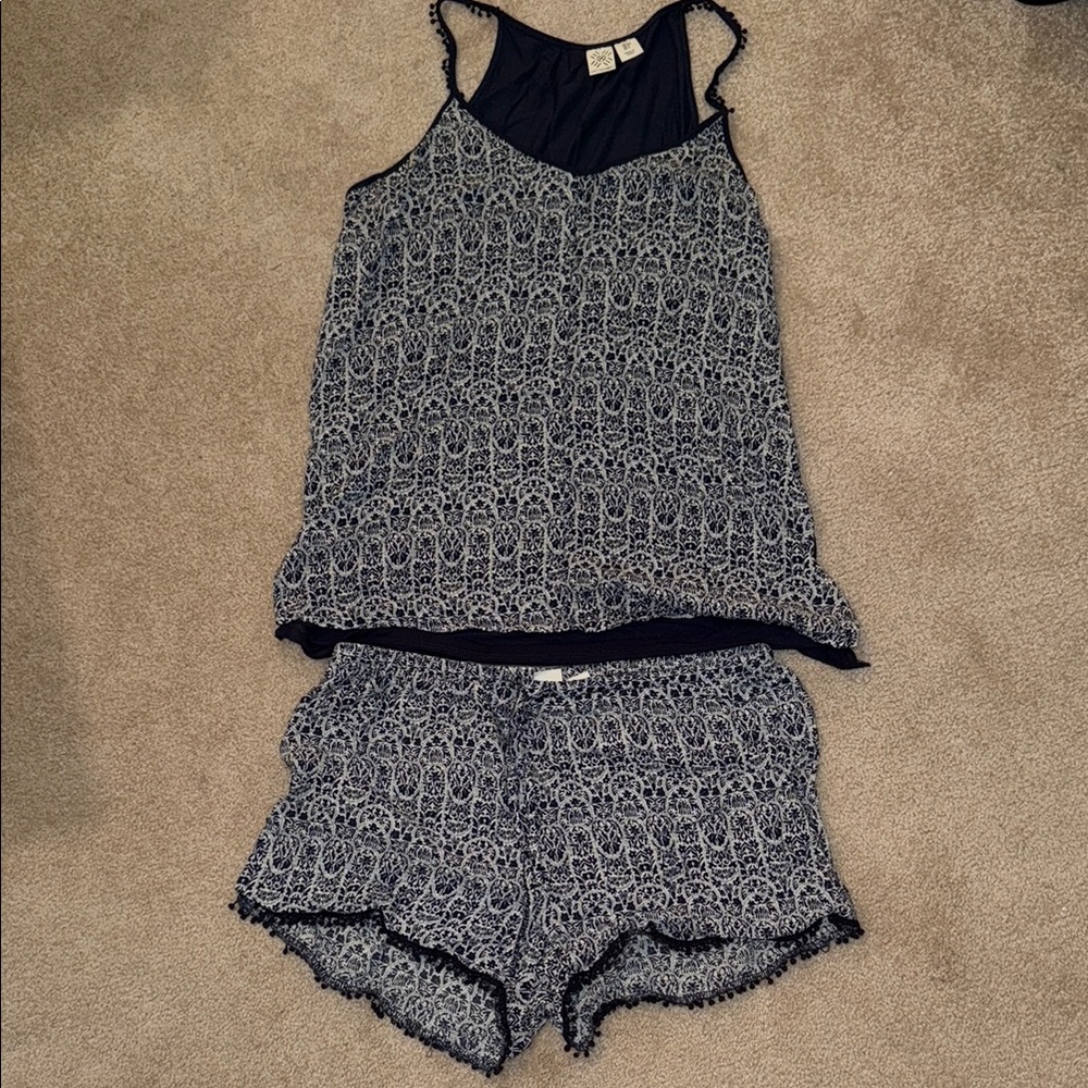 Navy and white pajama set
